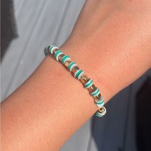 Elephant green gray and gold bracelet